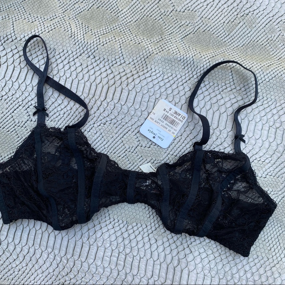 Free people black lace adjustable bralette